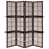 Iggy Tan and Cappuccino 4-Panel Folding Screen with Removable Shelves from Coaster - Luna Furniture