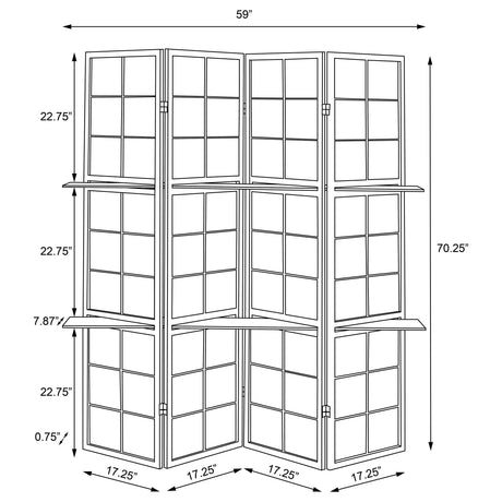 Iggy Tan and Cappuccino 4-Panel Folding Screen with Removable Shelves from Coaster - Luna Furniture