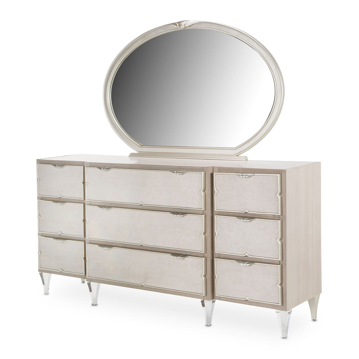 Camden Court Pearl Dresser With Mirror from Michael Amini - Luna Furniture