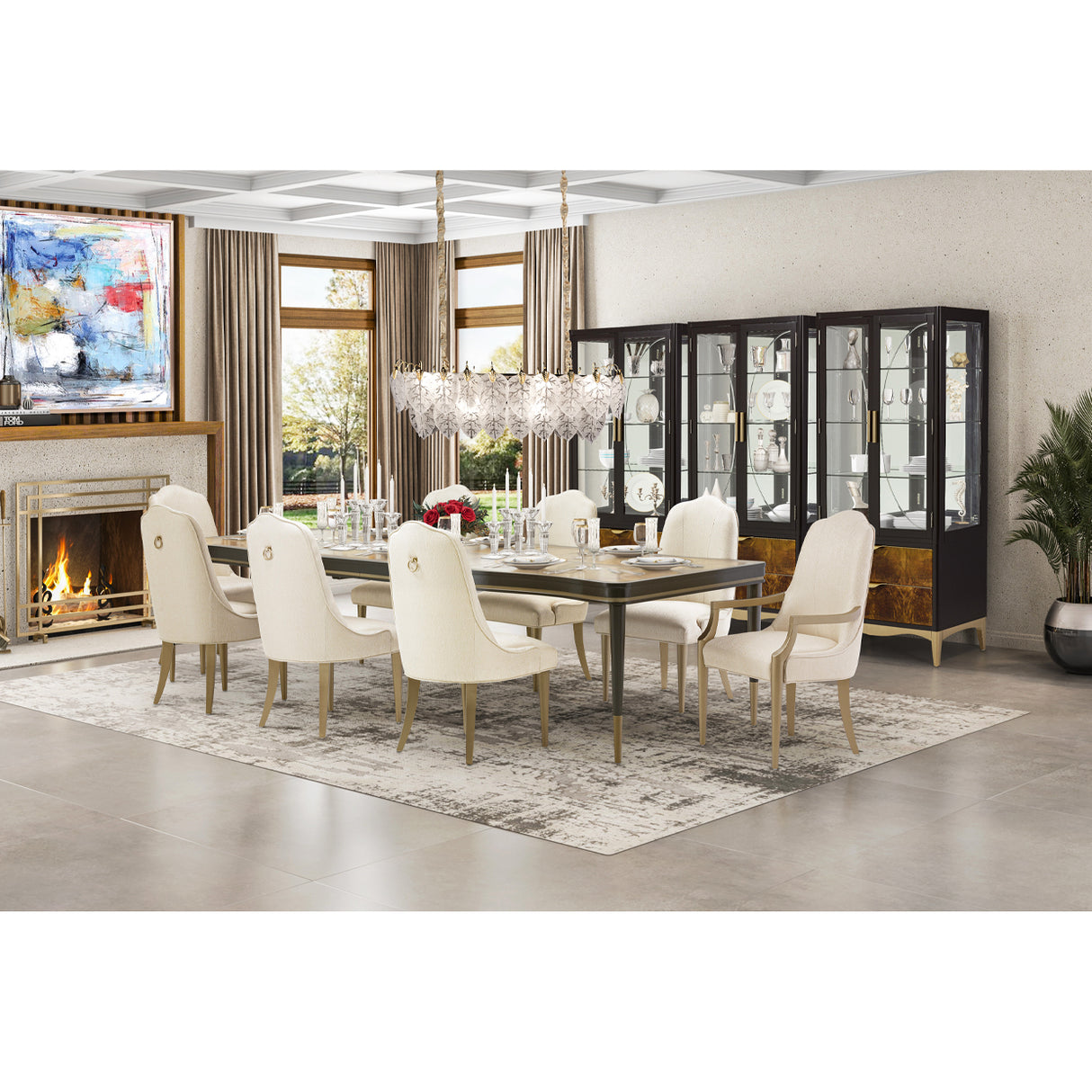 Malibu Crest Crotch Mahogany Crotch Mahogany Rectangular Dining Table from Michael Amini - Luna Furniture
