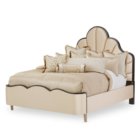 Malibu Crest Crotch Mahogany Dark Espresso Eastern King Scalloped Panel Bed from Michael Amini - Luna Furniture