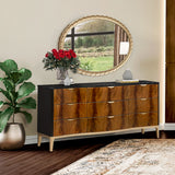 Malibu Crest Crotch Mahogany Burnished Gold Oval Wall Mirror from Michael Amini - Luna Furniture