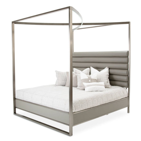 Metro Lights Midnight Queen Canopy Bed from Michael Amini - Luna Furniture