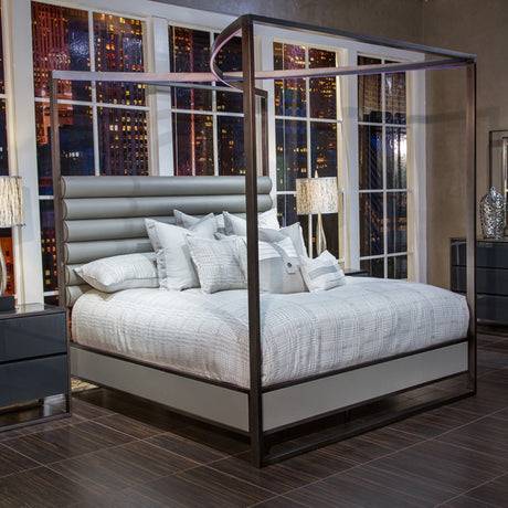 Metro Lights Midnight Queen Canopy Bed from Michael Amini - Luna Furniture
