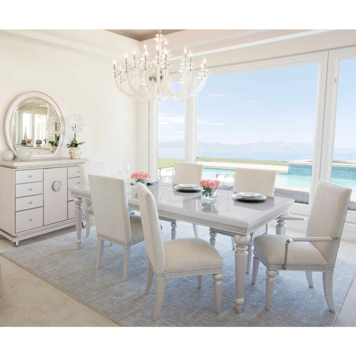 Glimmering Heights Ivory Dining Table from Michael Amini - Luna Furniture