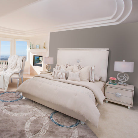 Glimmering Heights Ivory Cal. King Upholstered Bed from Michael Amini - Luna Furniture