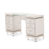 Glimmering Heights Ivory Upholstered Vanity Desk from Michael Amini - Luna Furniture