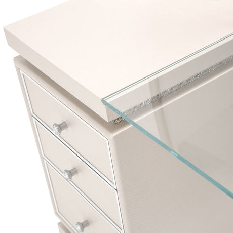 Glimmering Heights Ivory Upholstered Vanity Desk from Michael Amini - Luna Furniture