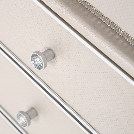 Glimmering Heights Ivory Upholstered Vanity Desk from Michael Amini - Luna Furniture