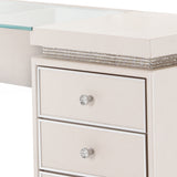 Glimmering Heights Ivory Upholstered Vanity Desk from Michael Amini - Luna Furniture