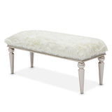 Glimmering Heights Ivory Faux-fur Accent Bench from Michael Amini - Luna Furniture