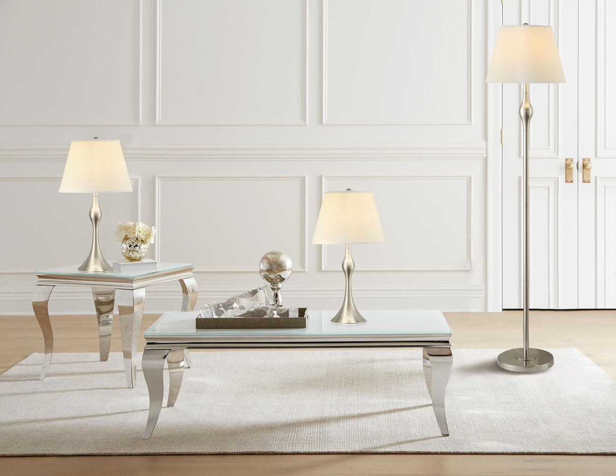 Griffin Brushed Nickel 3-Piece Slender Lamp Set from Coaster - Luna Furniture