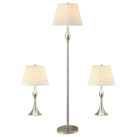 Griffin Brushed Nickel 3-Piece Slender Lamp Set from Coaster - Luna Furniture