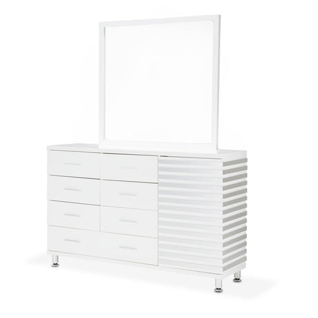 Horizons Cloud White Dresser With Mirror from Michael Amini - Luna Furniture