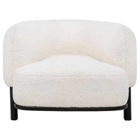 Lawler Upholstered Barrel Back Accent Chair Ivory and Black from Coaster - Luna Furniture