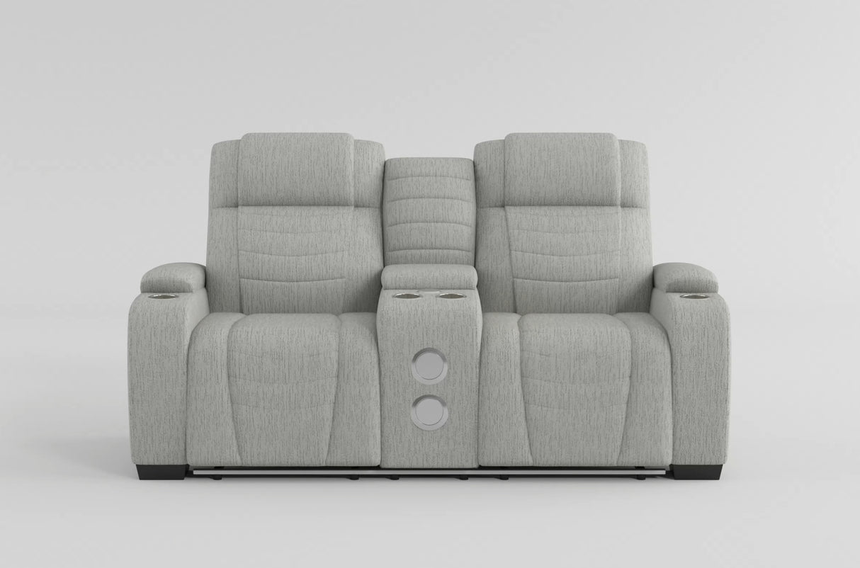 Ronan Light Gray Double Reclining Loveseat with Center Console from Homelegance - Luna Furniture