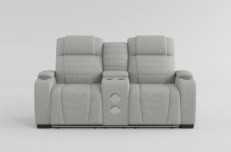 Ronan Light Gray Double Reclining Loveseat with Center Console from Homelegance - Luna Furniture