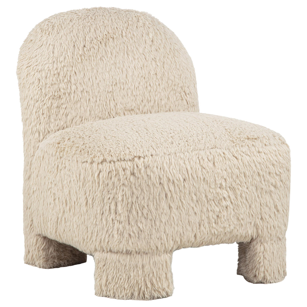 Lacombe Latte accent chair, plush shag upholstery, three-quarter studio view