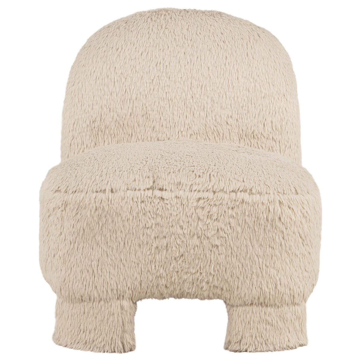 Lacombe Latte accent chair, front view, plush faux fur upholstery