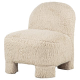 Lacombe Latte accent chair, angled front view, plush faux fur upholstery
