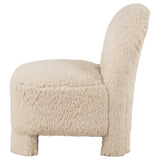 Lacombe Latte accent chair, front three-quarter angle, shaggy faux fur upholstery