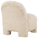 Lacombe Latte accent chair, rear three-quarter view, fully upholstered faux fur finish
