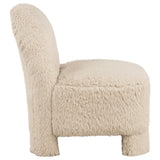 Lacombe Latte accent chair, back view, plush faux fur upholstery