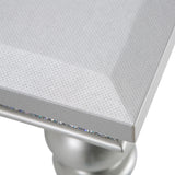 Melrose Plaza Dove Upholstered Dining Table from Michael Amini - Luna Furniture