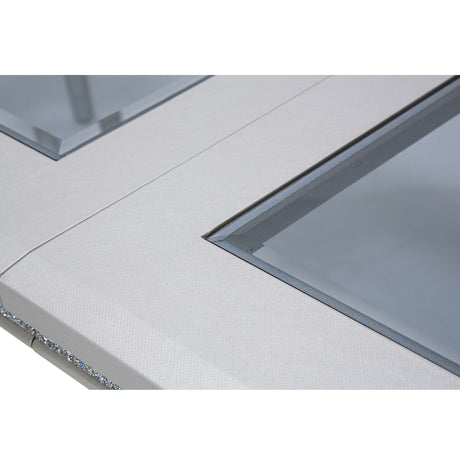 Melrose Plaza Dove Upholstered Dining Table from Michael Amini - Luna Furniture
