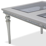 Melrose Plaza Dove Upholstered Dining Table from Michael Amini - Luna Furniture