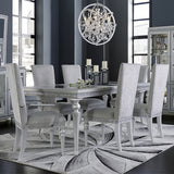 Melrose Plaza Dove Upholstered Dining Table from Michael Amini - Luna Furniture