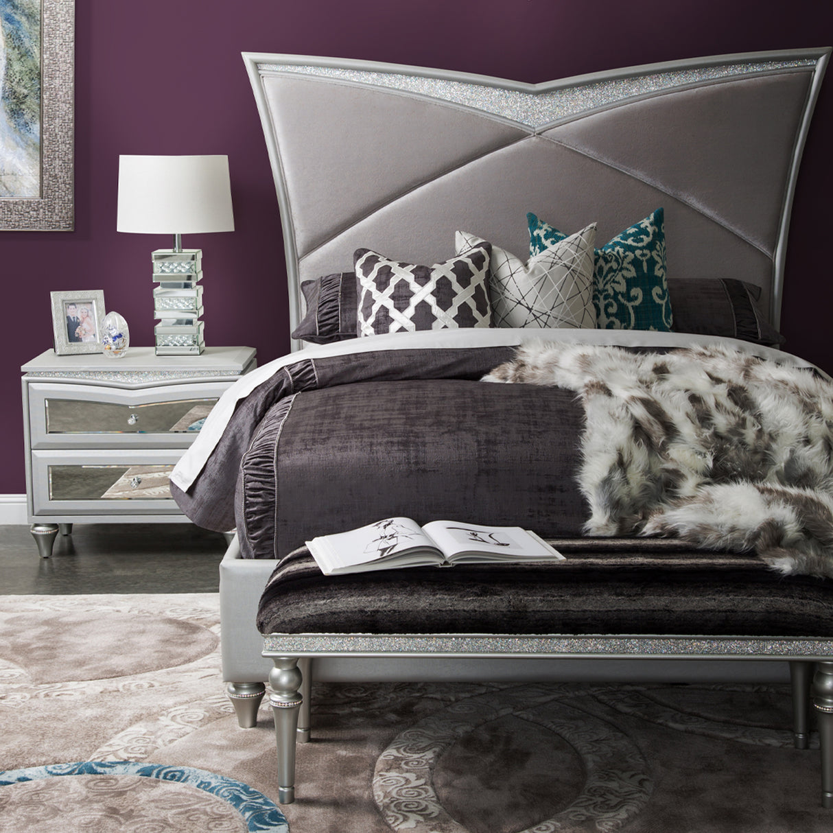 Melrose Plaza Dove Cal. King Upholstered Bed from Michael Amini - Luna Furniture