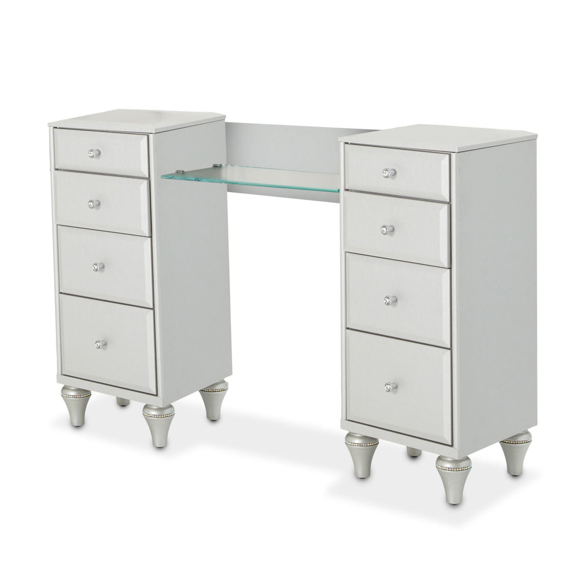 Melrose Plaza Dove Upholstered Vanity Desk from Michael Amini - Luna Furniture