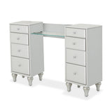 Melrose Plaza Dove Upholstered Vanity Desk from Michael Amini - Luna Furniture