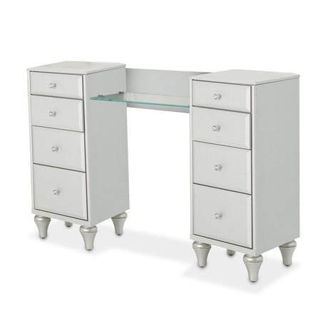 Melrose Plaza Dove Upholstered Vanity Desk from Michael Amini - Luna Furniture