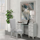Melrose Plaza Dove Upholstered Vanity Desk from Michael Amini - Luna Furniture