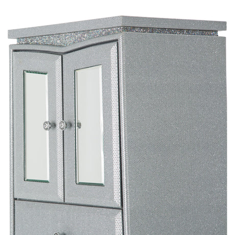 Melrose Plaza Dove Upholstered Swivel Chest from Michael Amini - Luna Furniture