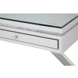 Melrose Plaza Dove Writing Desk With Glass Top from Michael Amini - Luna Furniture