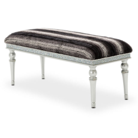 Melrose Plaza Dove Faux-fur Accent Bench from Michael Amini - Luna Furniture