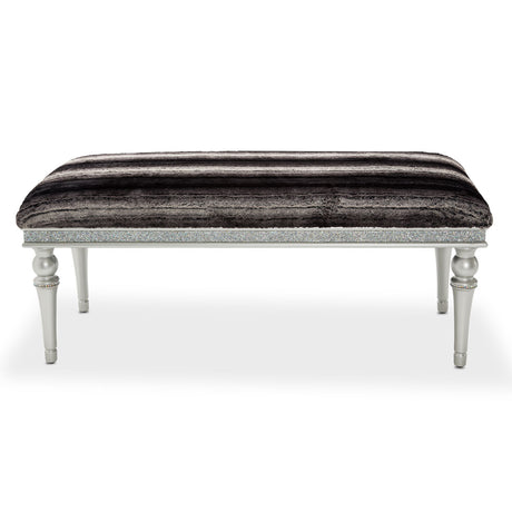 Melrose Plaza Dove Faux-fur Accent Bench from Michael Amini - Luna Furniture