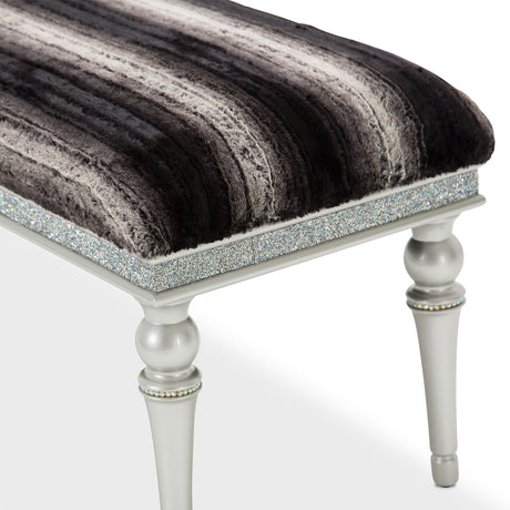 Melrose Plaza Dove Faux-fur Accent Bench from Michael Amini - Luna Furniture