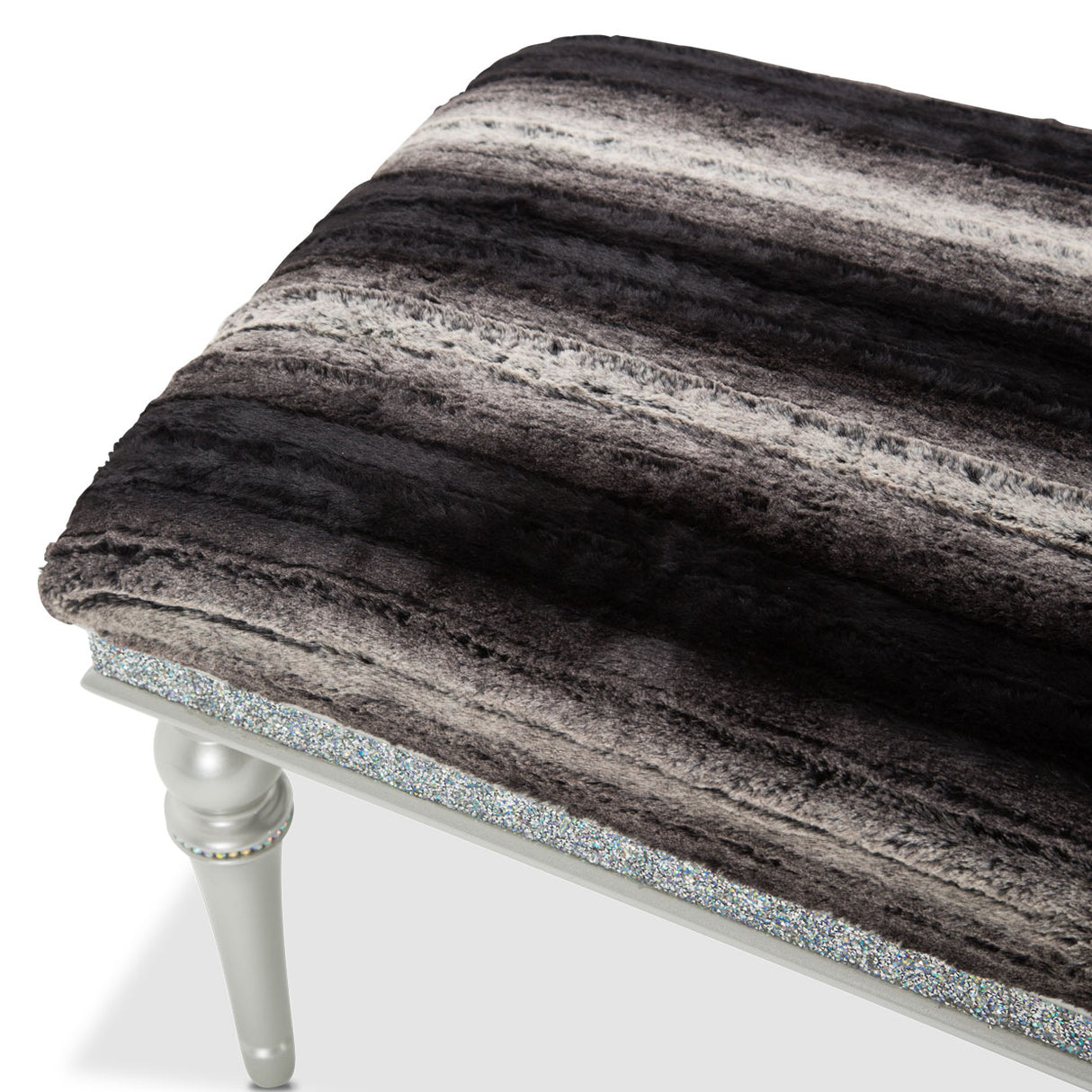 Melrose Plaza Dove Faux-fur Accent Bench from Michael Amini - Luna Furniture