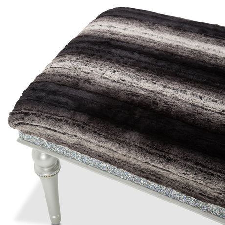 Melrose Plaza Dove Faux-fur Accent Bench from Michael Amini - Luna Furniture