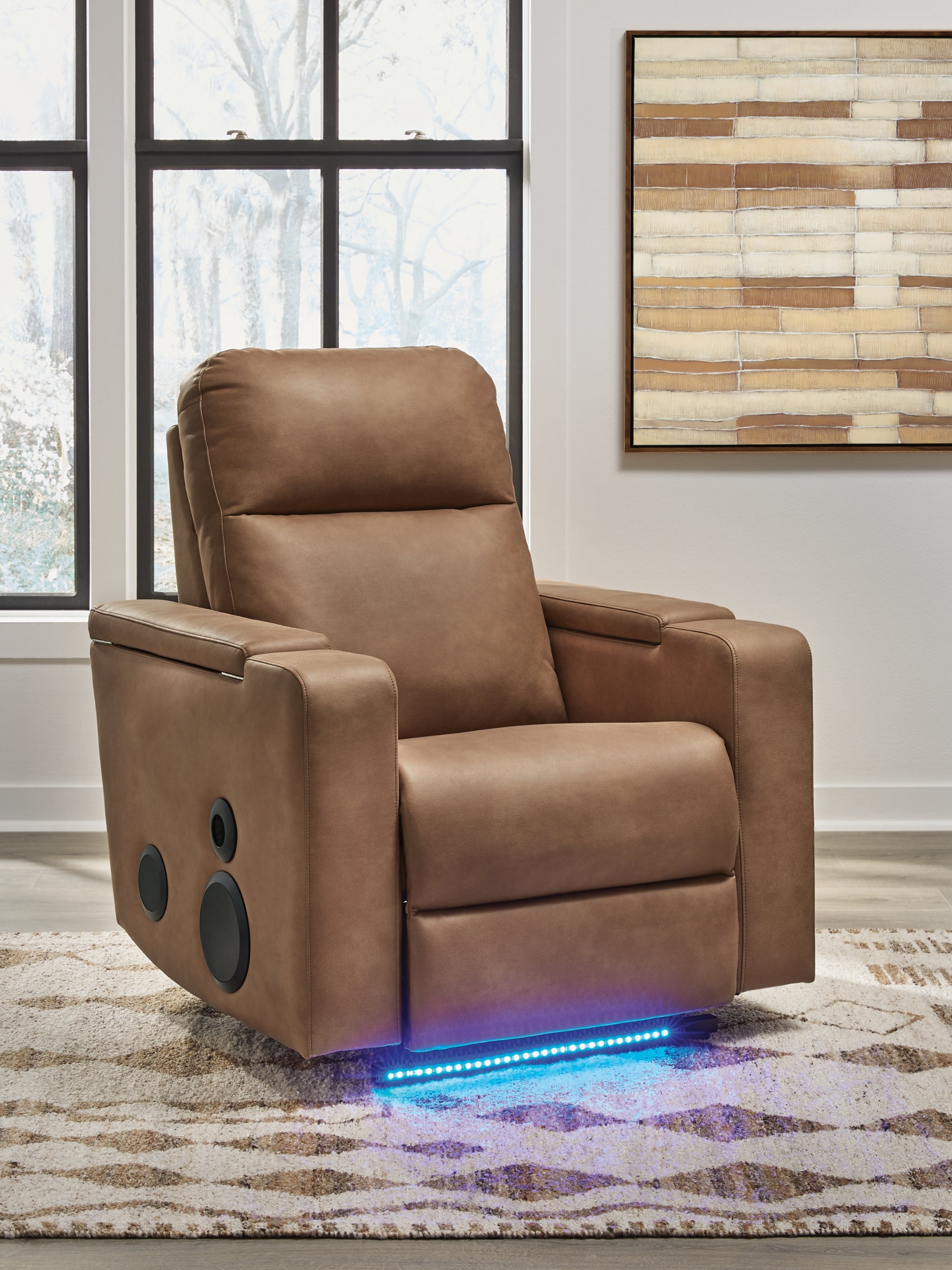 らいおん Ashley Lorrenton Caramel Power Glider Recliner with Audio System