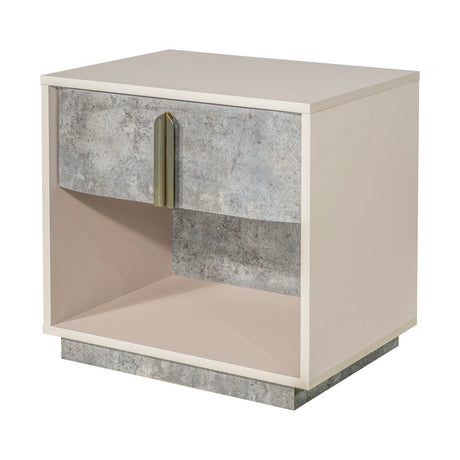 Pavira Stone 1-drawer Nightstand With Led Lights from Michael Amini - Luna Furniture