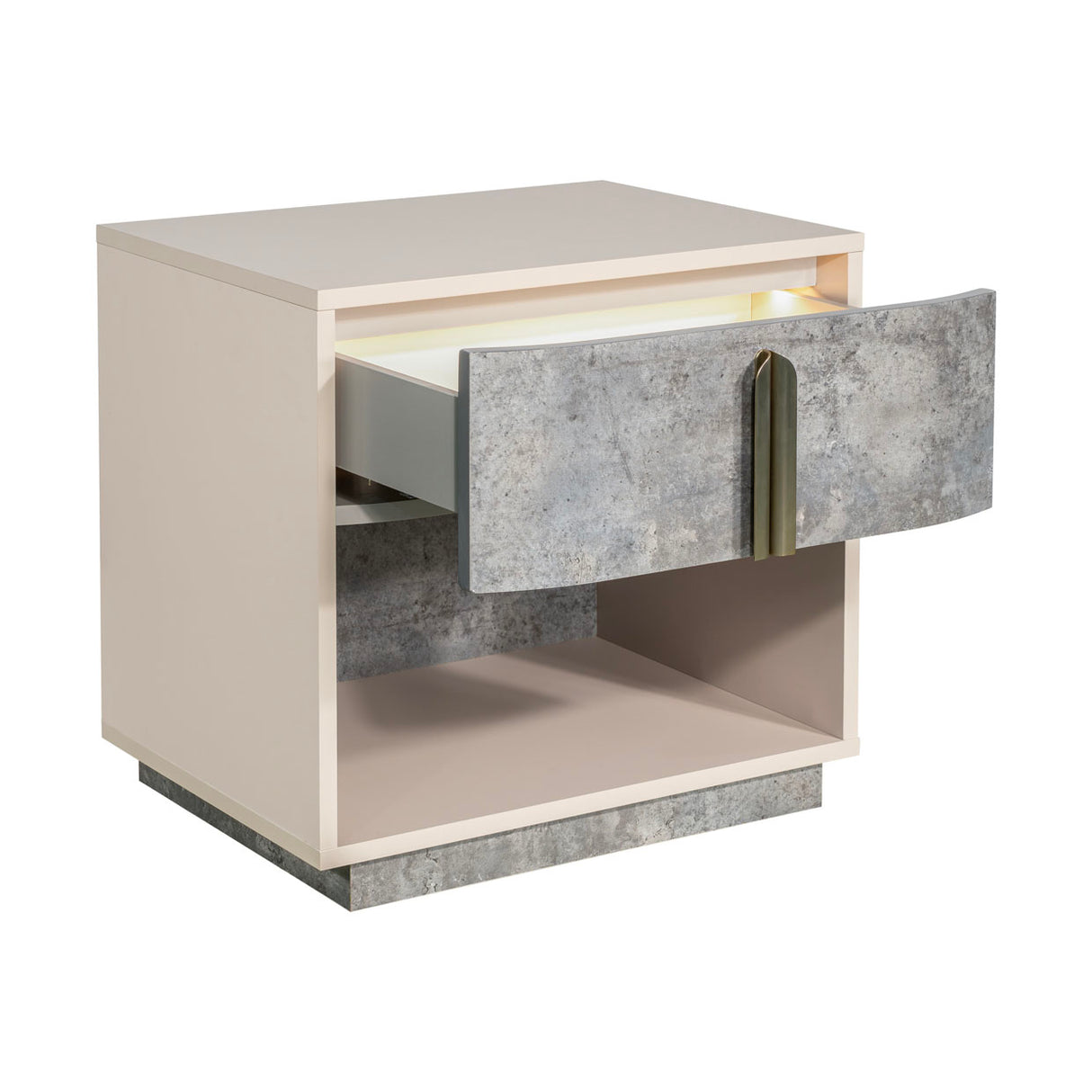 Pavira Stone 1-drawer Nightstand With Led Lights from Michael Amini - Luna Furniture