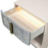 Pavira Stone 1-drawer Nightstand With Led Lights from Michael Amini - Luna Furniture
