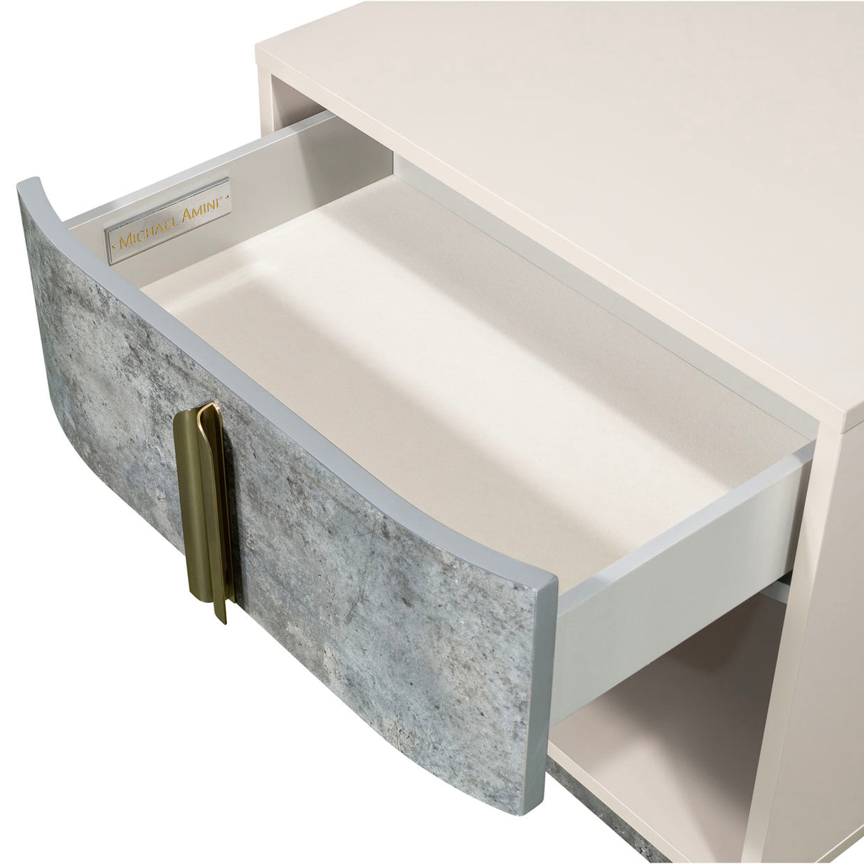 Pavira Stone 1-drawer Nightstand With Led Lights from Michael Amini - Luna Furniture