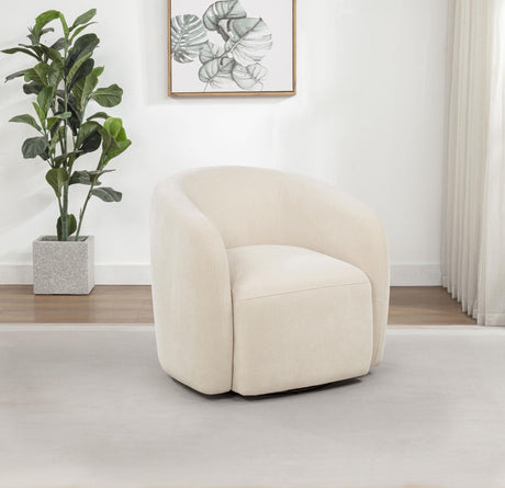 Gerley Beige Faux Sherpa Chenille Upholstered Swivel Accent Chair from Coaster - Luna Furniture