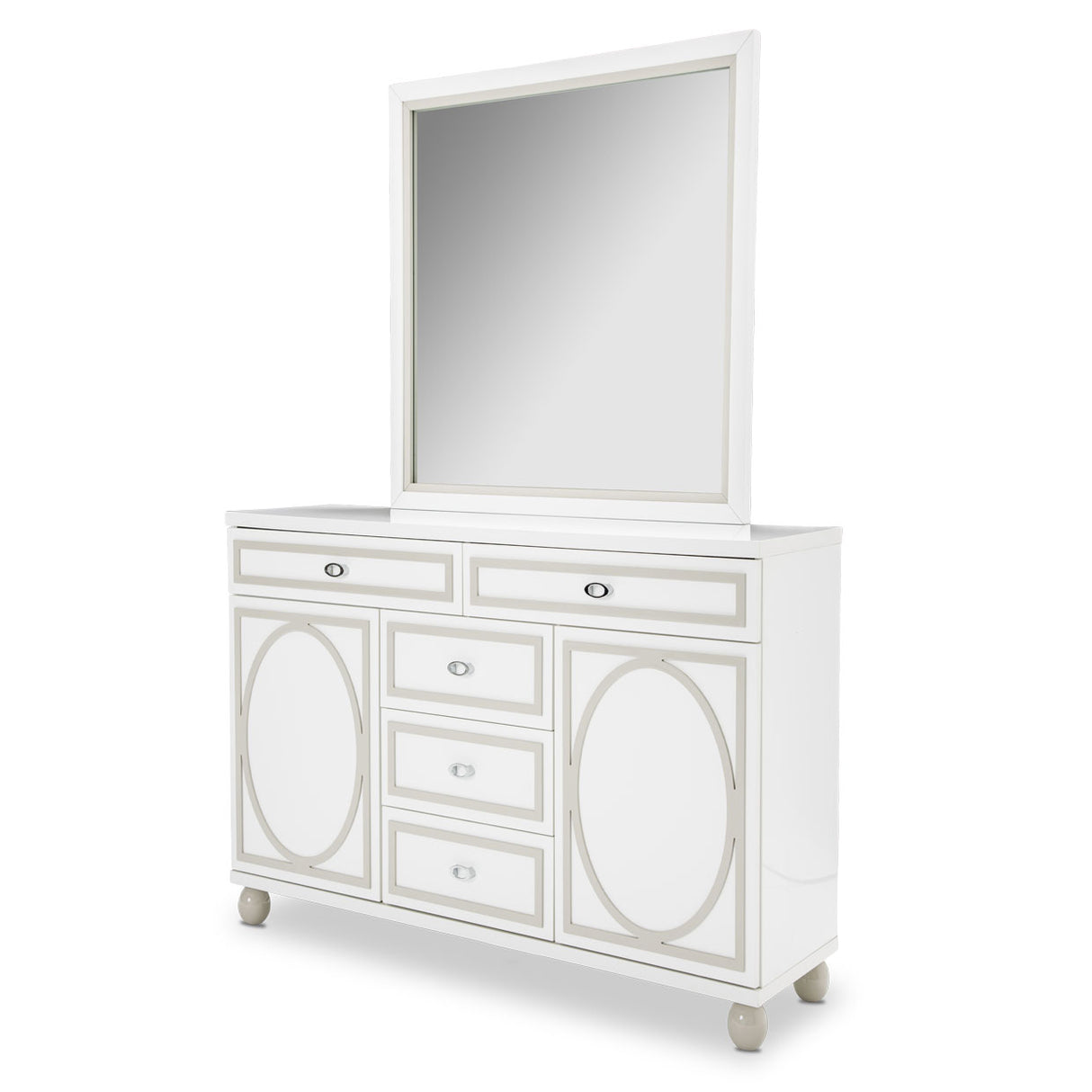 Sky Tower - V85 Cloud White Dresser With Mirror from Michael Amini - Luna Furniture